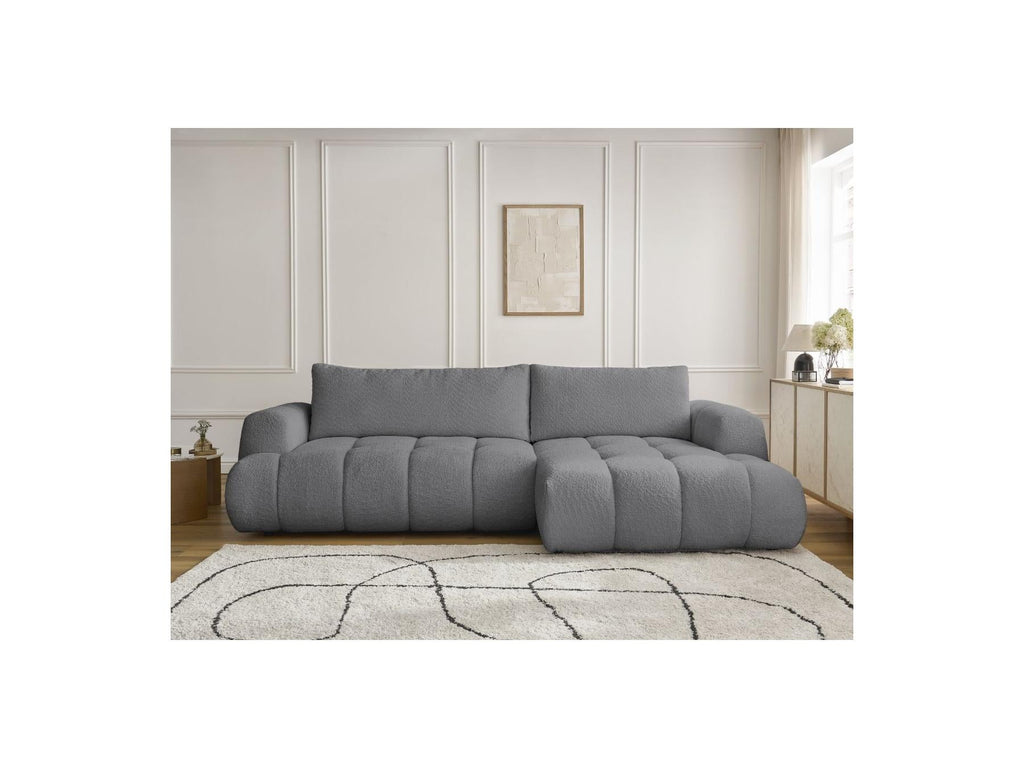 Fuji - Canapé D'Angle Convertible - Tissu Bouclette - Angle Droit