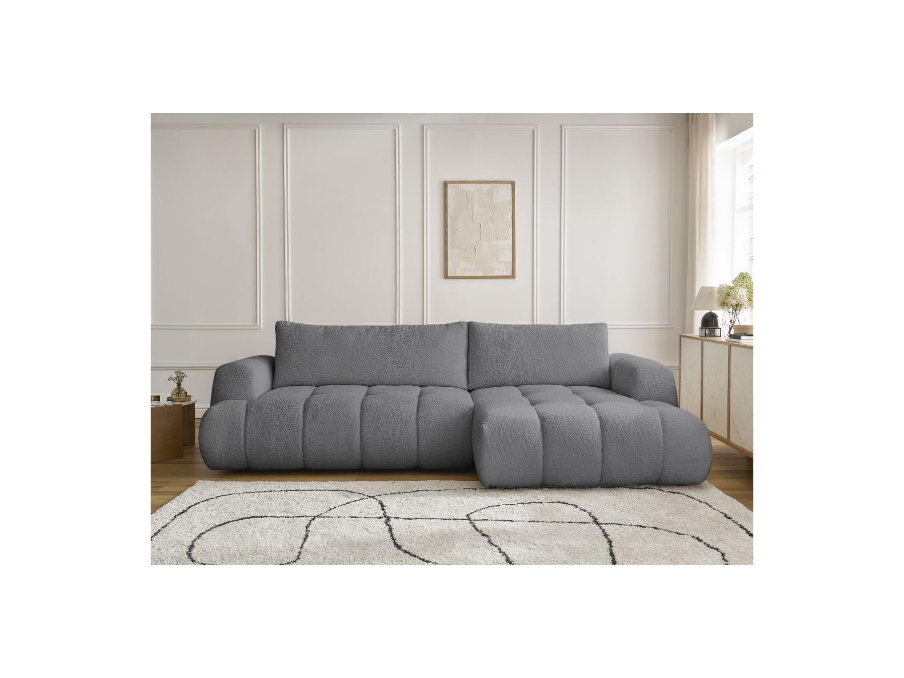 Fuji - Canapé D'Angle Convertible - Tissu Bouclette - Angle Droit