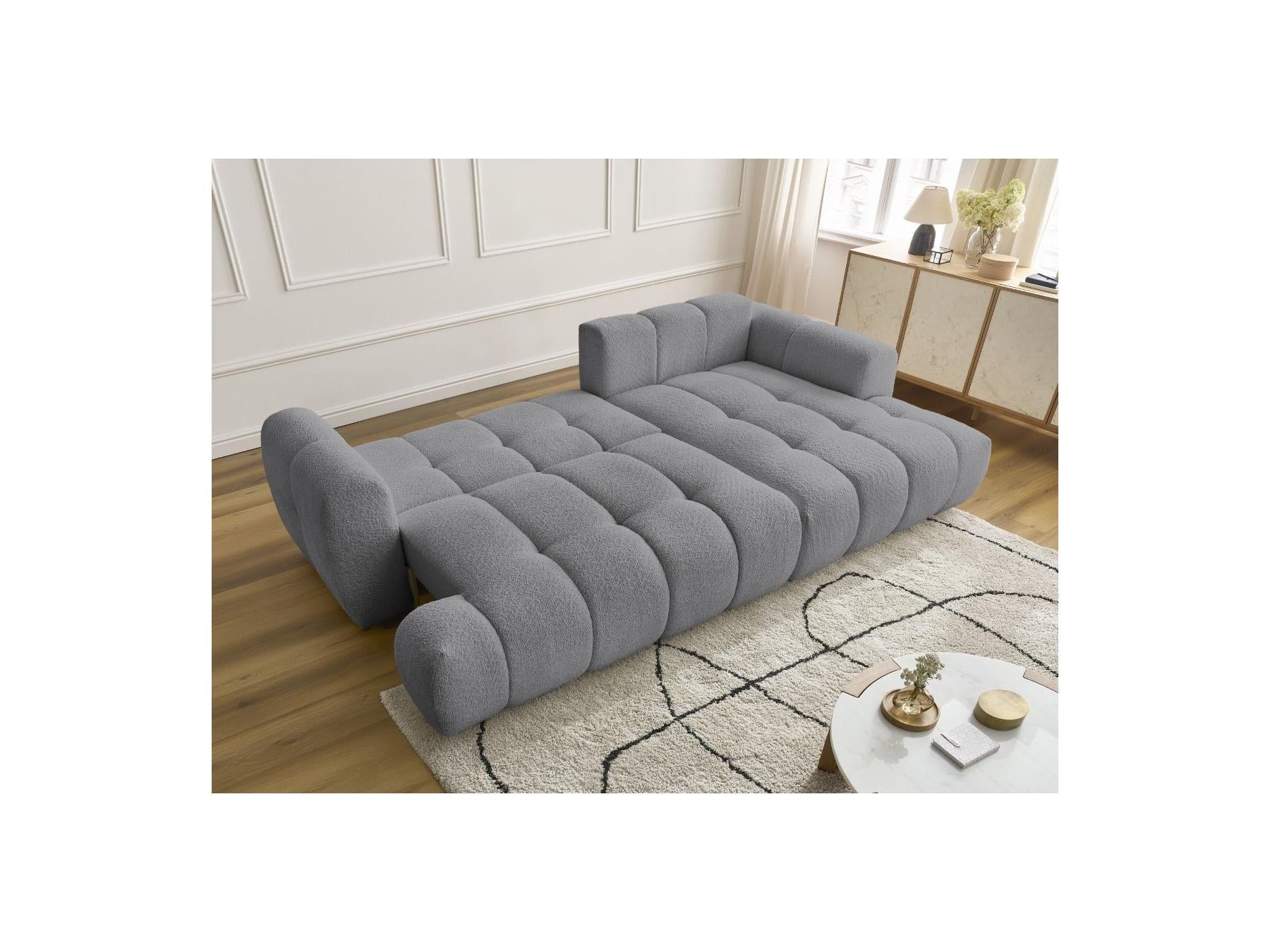 Fuji - Canapé D'Angle Convertible - Tissu Bouclette - Angle Droit