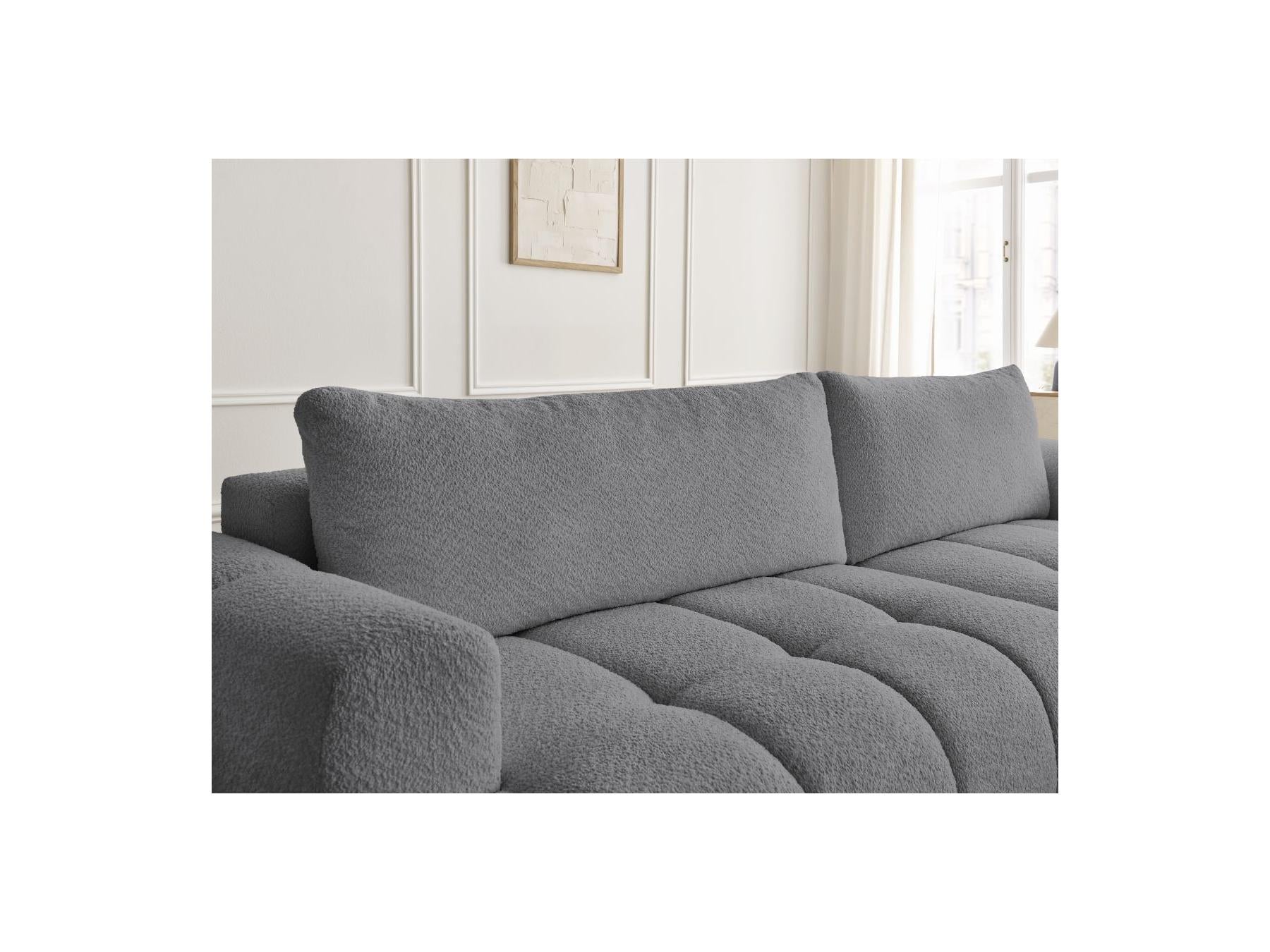 Fuji - Canapé D'Angle Convertible - Tissu Bouclette - Angle Droit