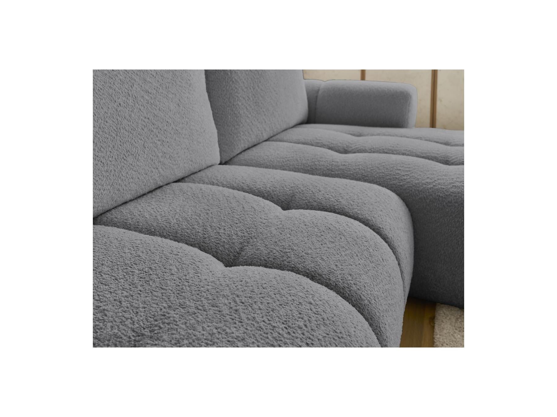 Fuji - Canapé D'Angle Convertible - Tissu Bouclette - Angle Droit