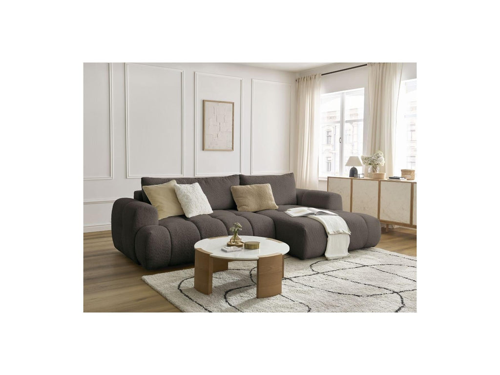 Fuji - Canapé D'Angle Convertible - Tissu Bouclette - Angle Droit