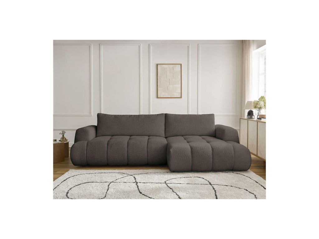 Fuji - Canapé D'Angle Convertible - Tissu Bouclette - Angle Droit