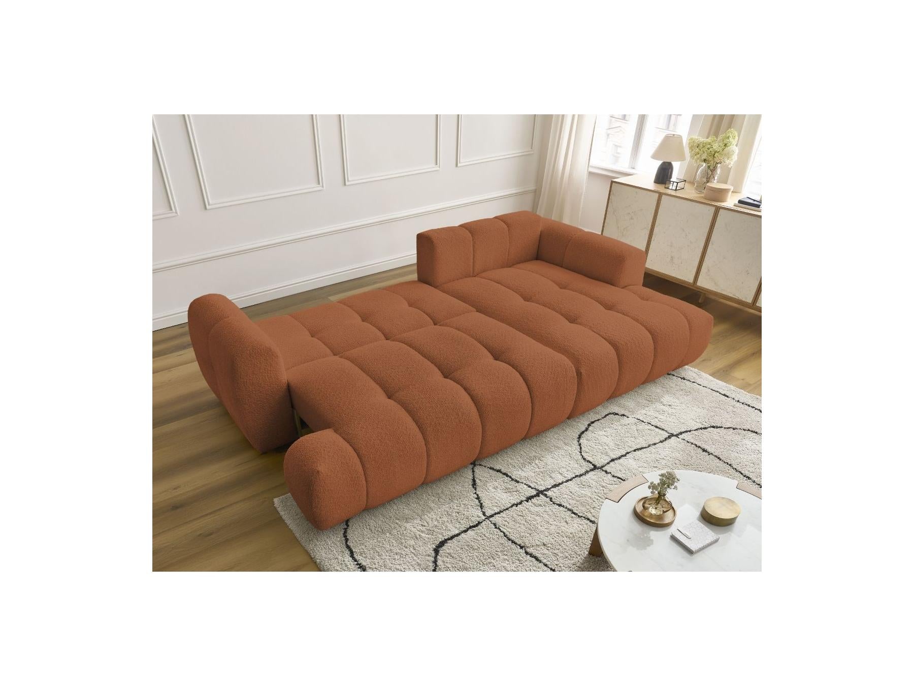 Fuji - Canapé D'Angle Convertible - Tissu Bouclette - Angle Droit
