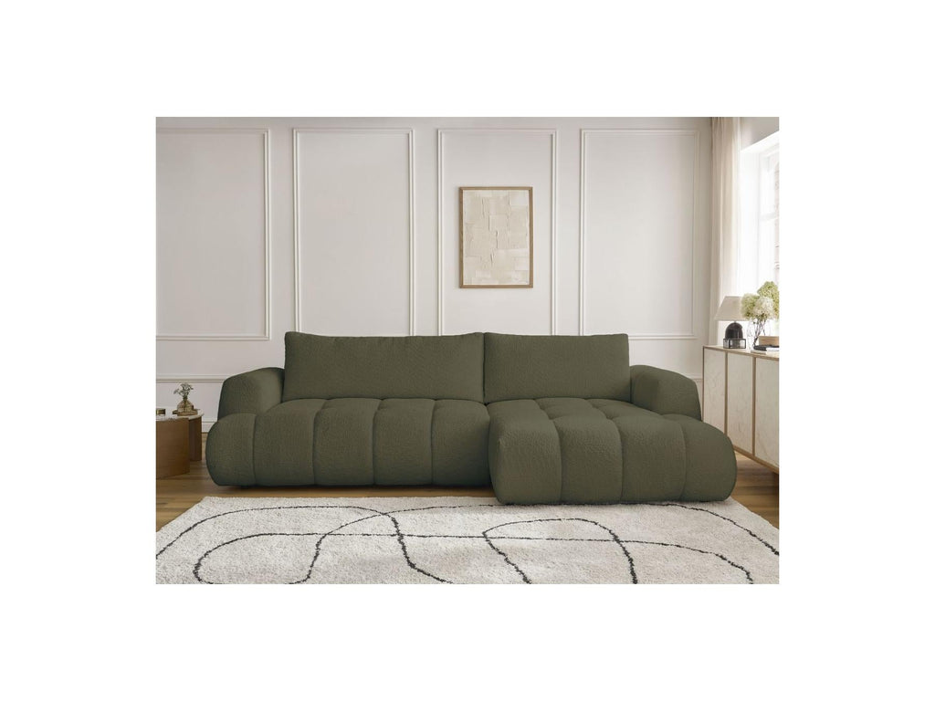Fuji - Canapé D'Angle Convertible - Tissu Bouclette - Angle Droit