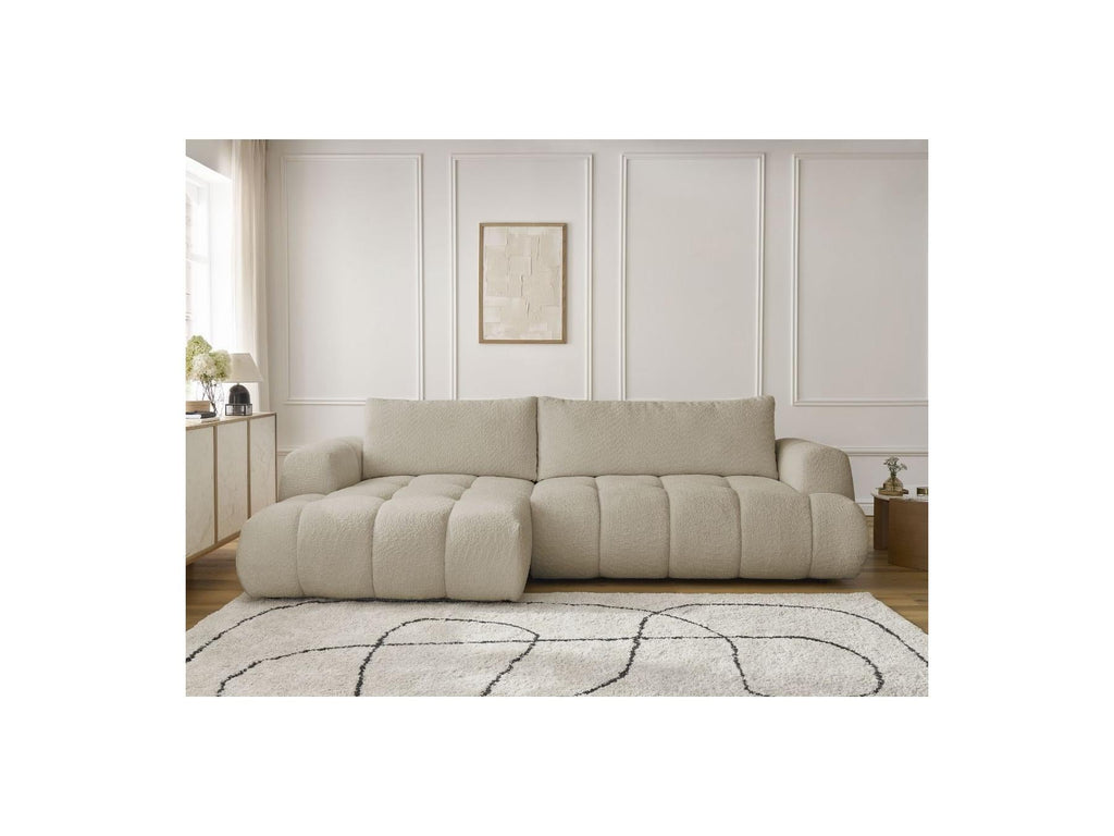 Fuji - Canapé D'Angle Convertible - Tissu Bouclette - Angle Gauche