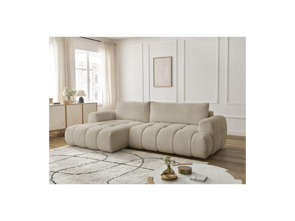 Fuji - Canapé D'Angle Convertible - Tissu Bouclette - Angle Gauche