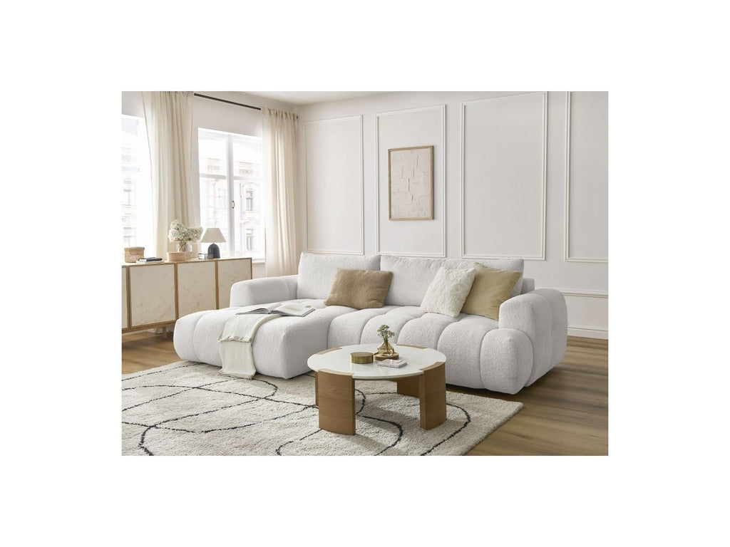 Fuji - Canapé D'Angle Convertible - Tissu Bouclette - Angle Gauche