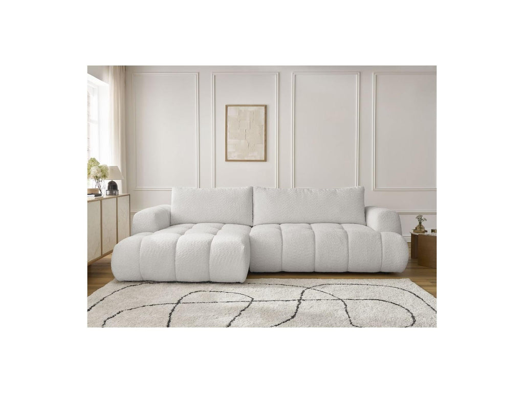 Fuji - Canapé D'Angle Convertible - Tissu Bouclette - Angle Gauche