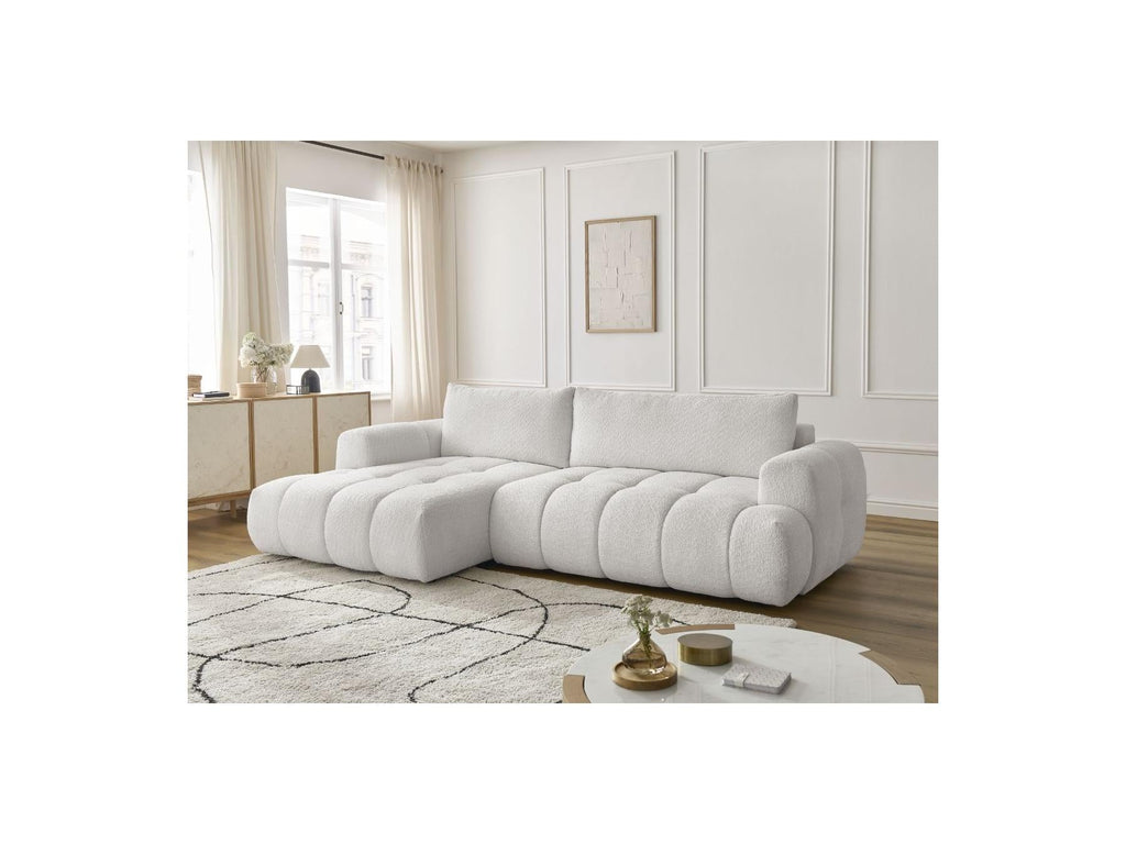 Fuji - Canapé D'Angle Convertible - Tissu Bouclette - Angle Gauche