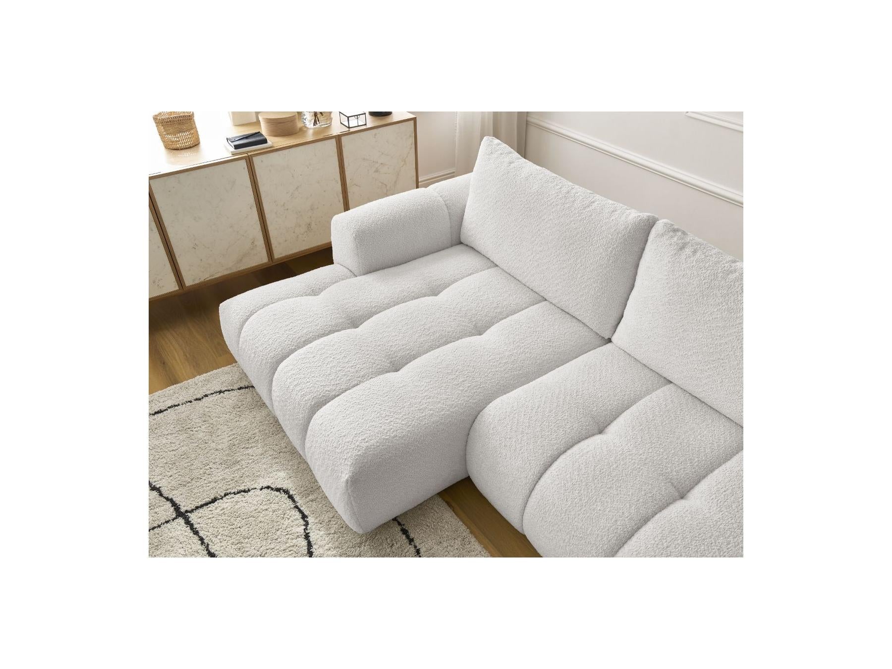 Fuji - Canapé D'Angle Convertible - Tissu Bouclette - Angle Gauche