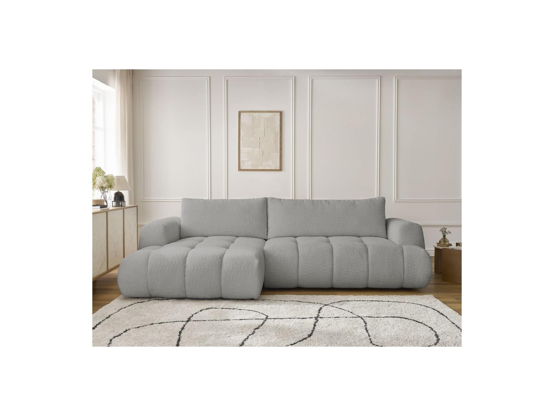 Fuji - Canapé D'Angle Convertible - Tissu Bouclette - Angle Gauche