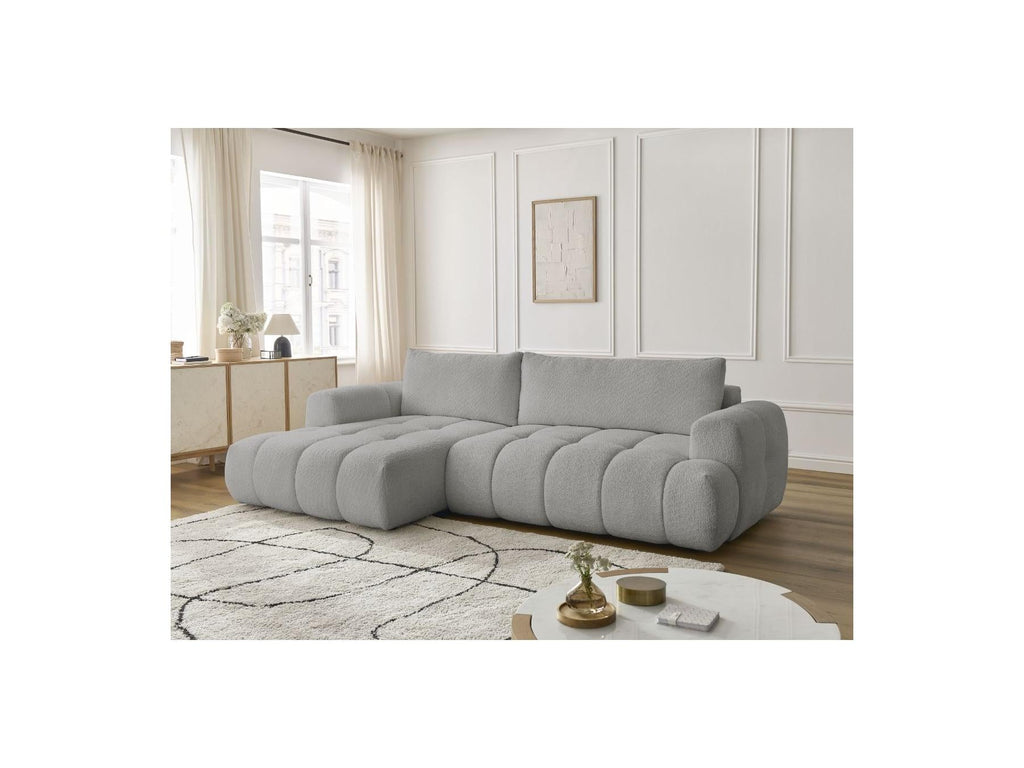 Fuji - Canapé D'Angle Convertible - Tissu Bouclette - Angle Gauche