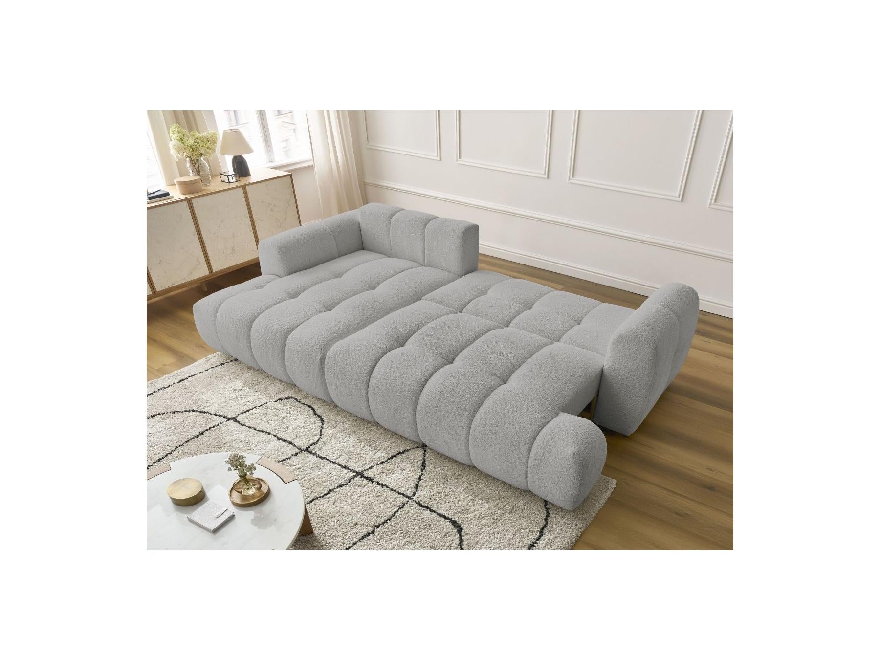 Fuji - Canapé D'Angle Convertible - Tissu Bouclette - Angle Gauche
