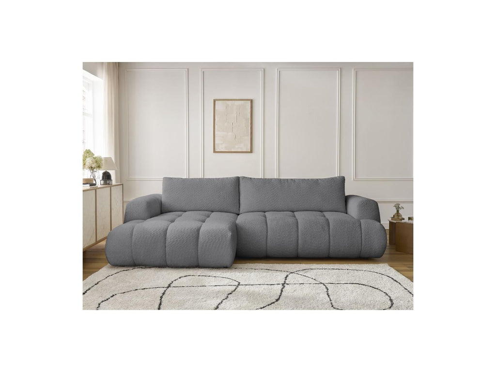 Fuji - Canapé D'Angle Convertible - Tissu Bouclette - Angle Gauche