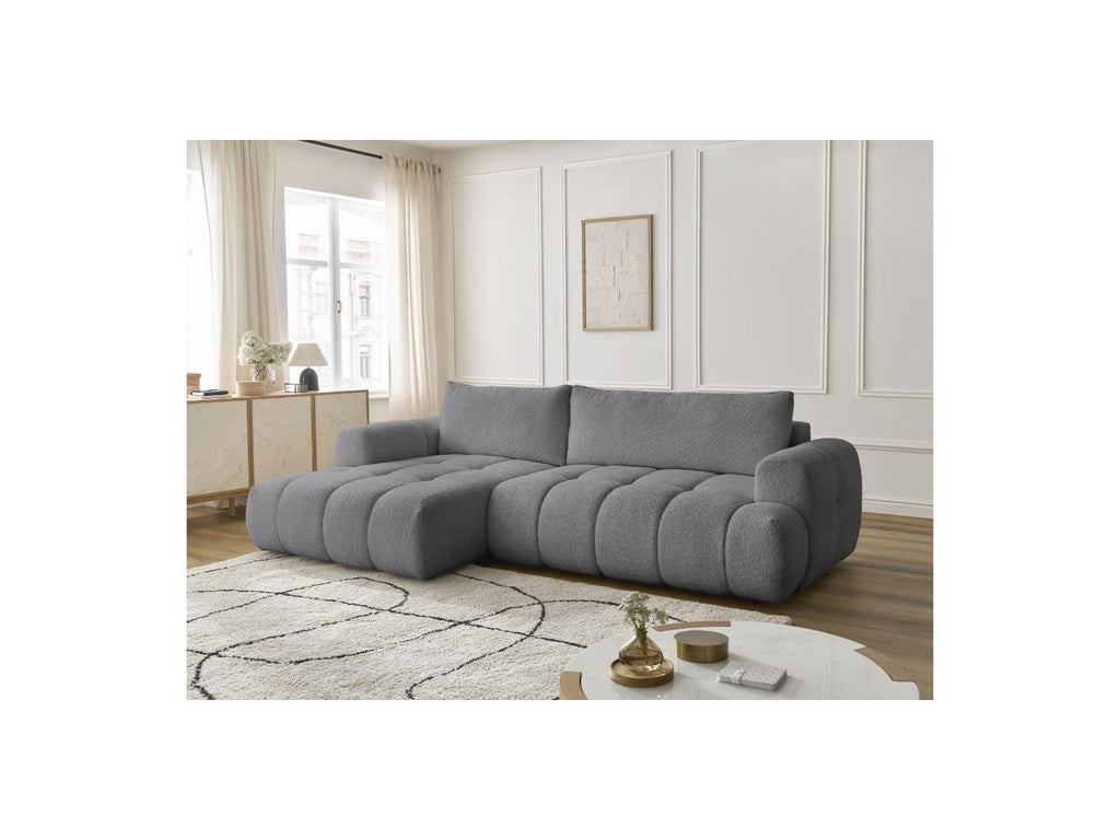 Fuji - Canapé D'Angle Convertible - Tissu Bouclette - Angle Gauche