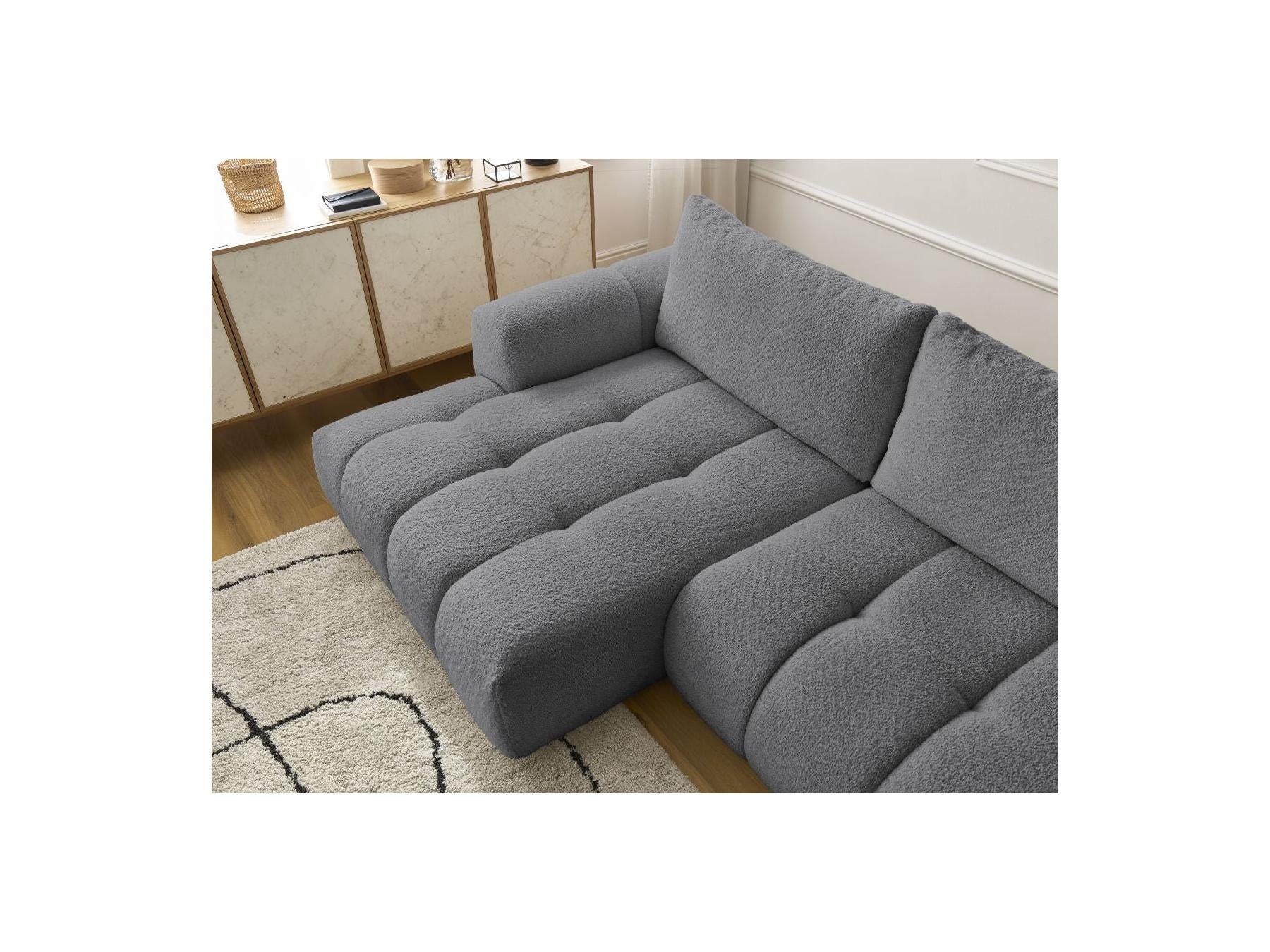 Fuji - Canapé D'Angle Convertible - Tissu Bouclette - Angle Gauche