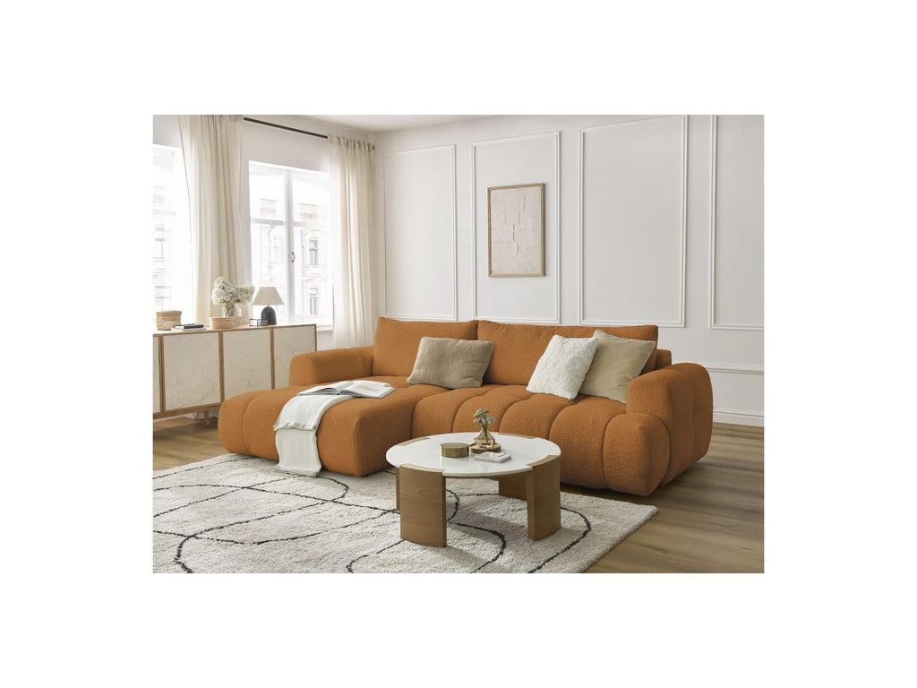 Fuji - Canapé D'Angle Convertible - Tissu Bouclette - Angle Gauche