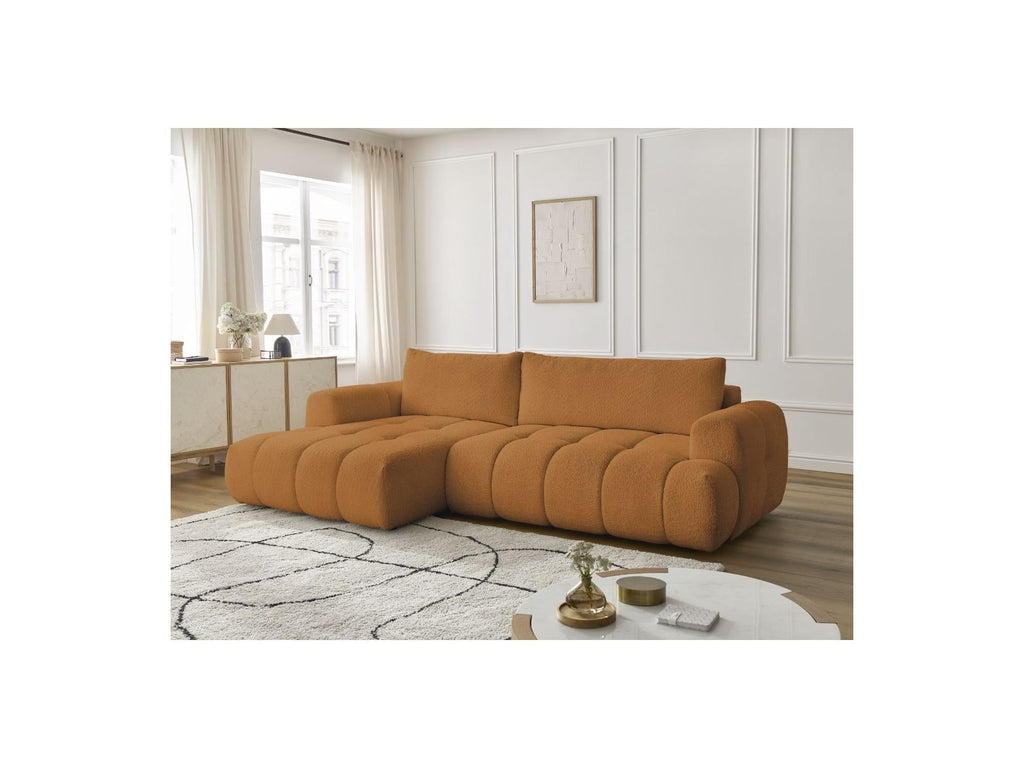 Fuji - Canapé D'Angle Convertible - Tissu Bouclette - Angle Gauche