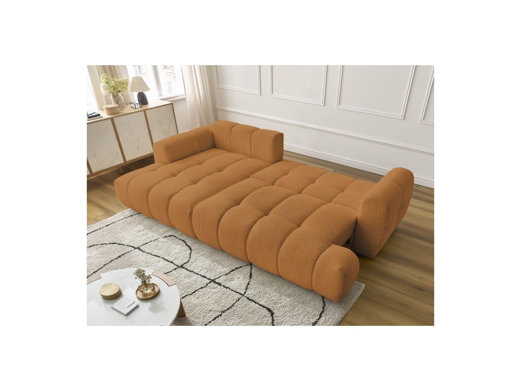 Fuji - Canapé D'Angle Convertible - Tissu Bouclette - Angle Gauche