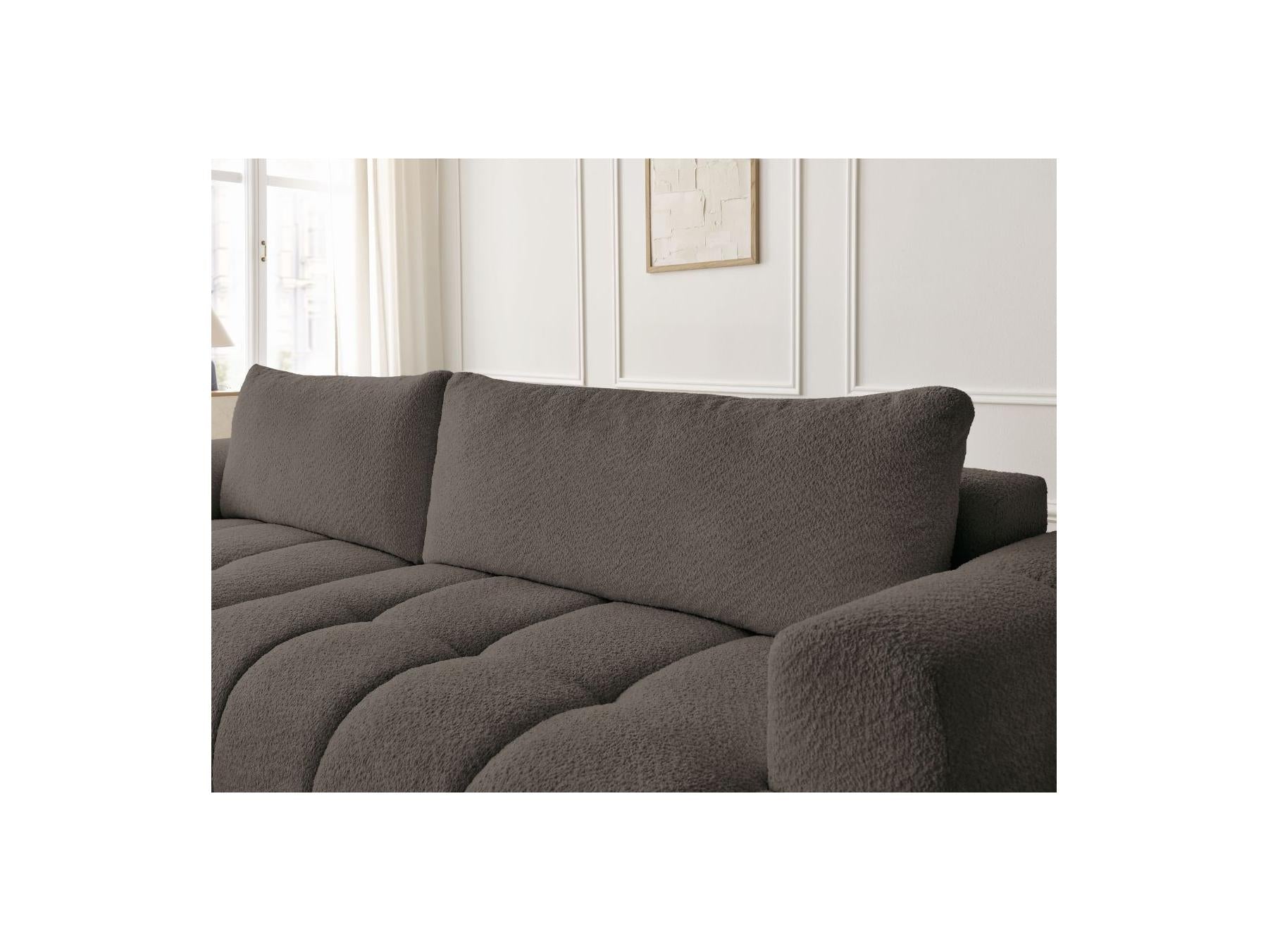 Fuji - Canapé D'Angle Convertible - Tissu Bouclette - Angle Gauche
