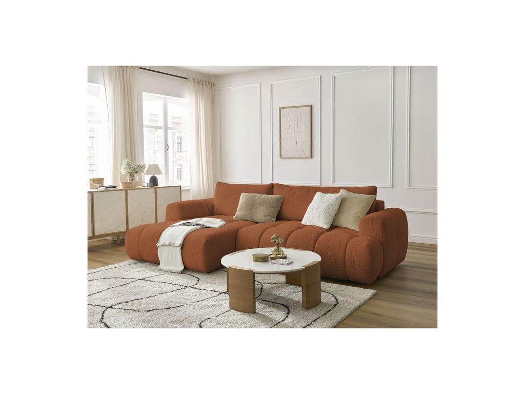 Fuji - Canapé D'Angle Convertible - Tissu Bouclette - Angle Gauche