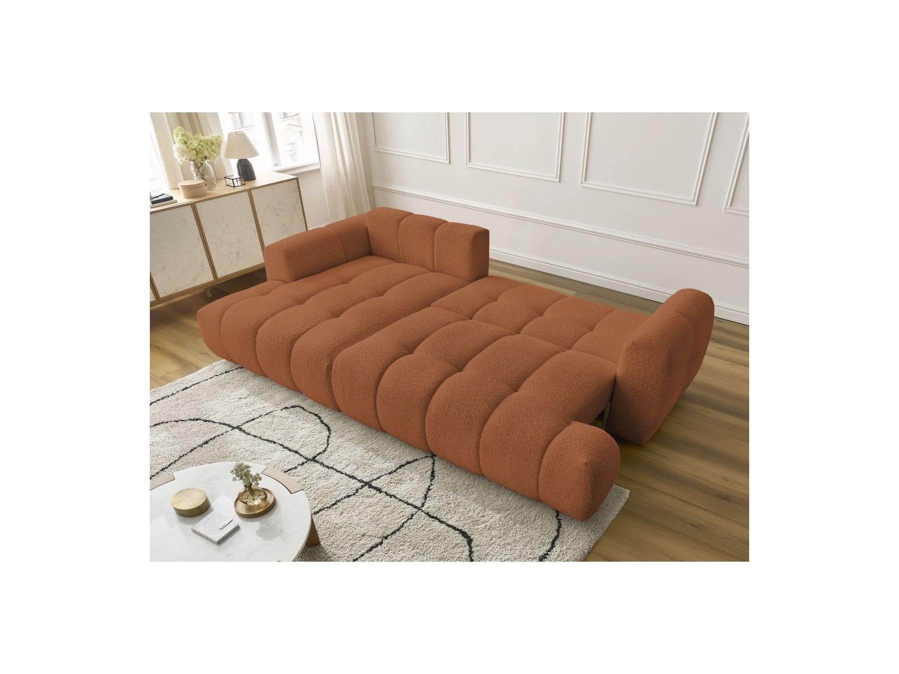 Fuji - Canapé D'Angle Convertible - Tissu Bouclette - Angle Gauche