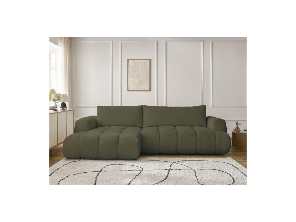 Fuji - Canapé D'Angle Convertible - Tissu Bouclette - Angle Gauche
