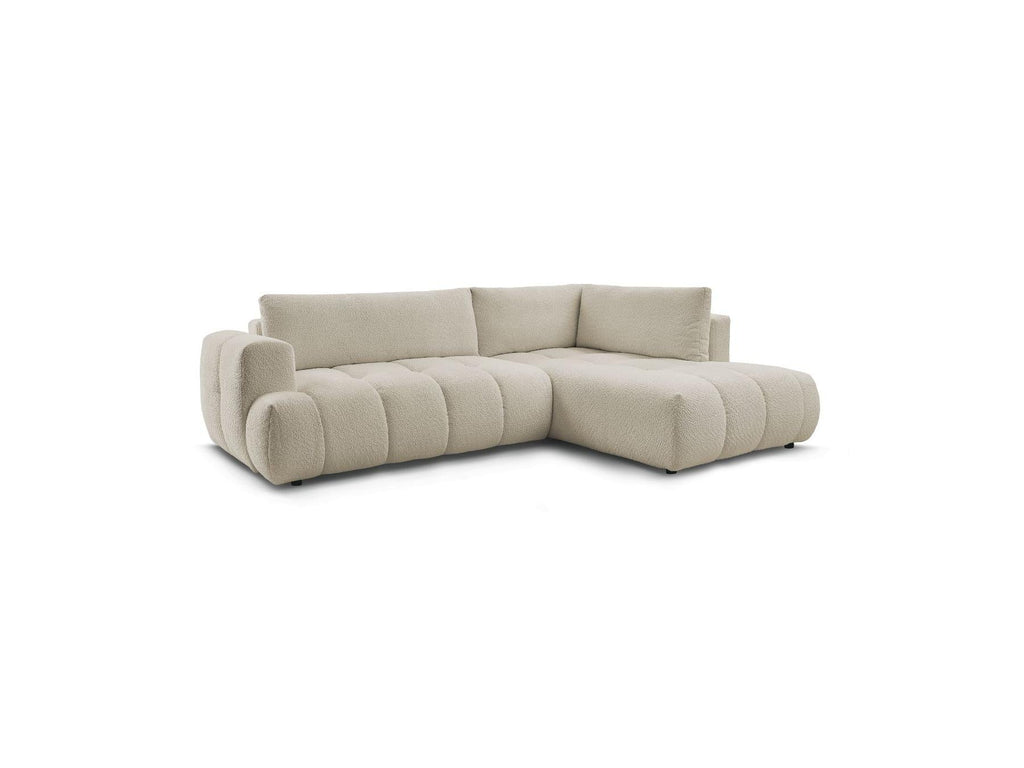 Fuji - Canapé D'Angle L Convertible - Tissu Bouclette - Angle Droit