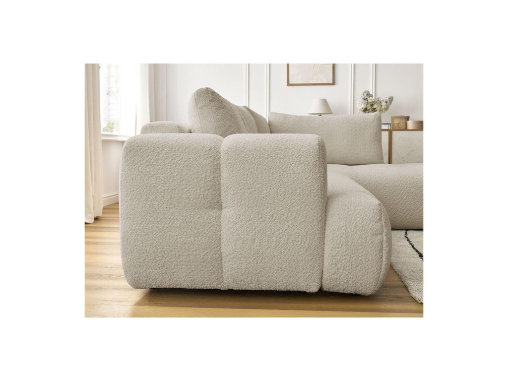 Fuji - Canapé D'Angle L Convertible - Tissu Bouclette - Angle Droit