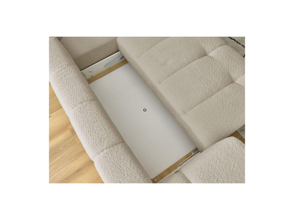 Fuji - Canapé D'Angle L Convertible - Tissu Bouclette - Angle Droit