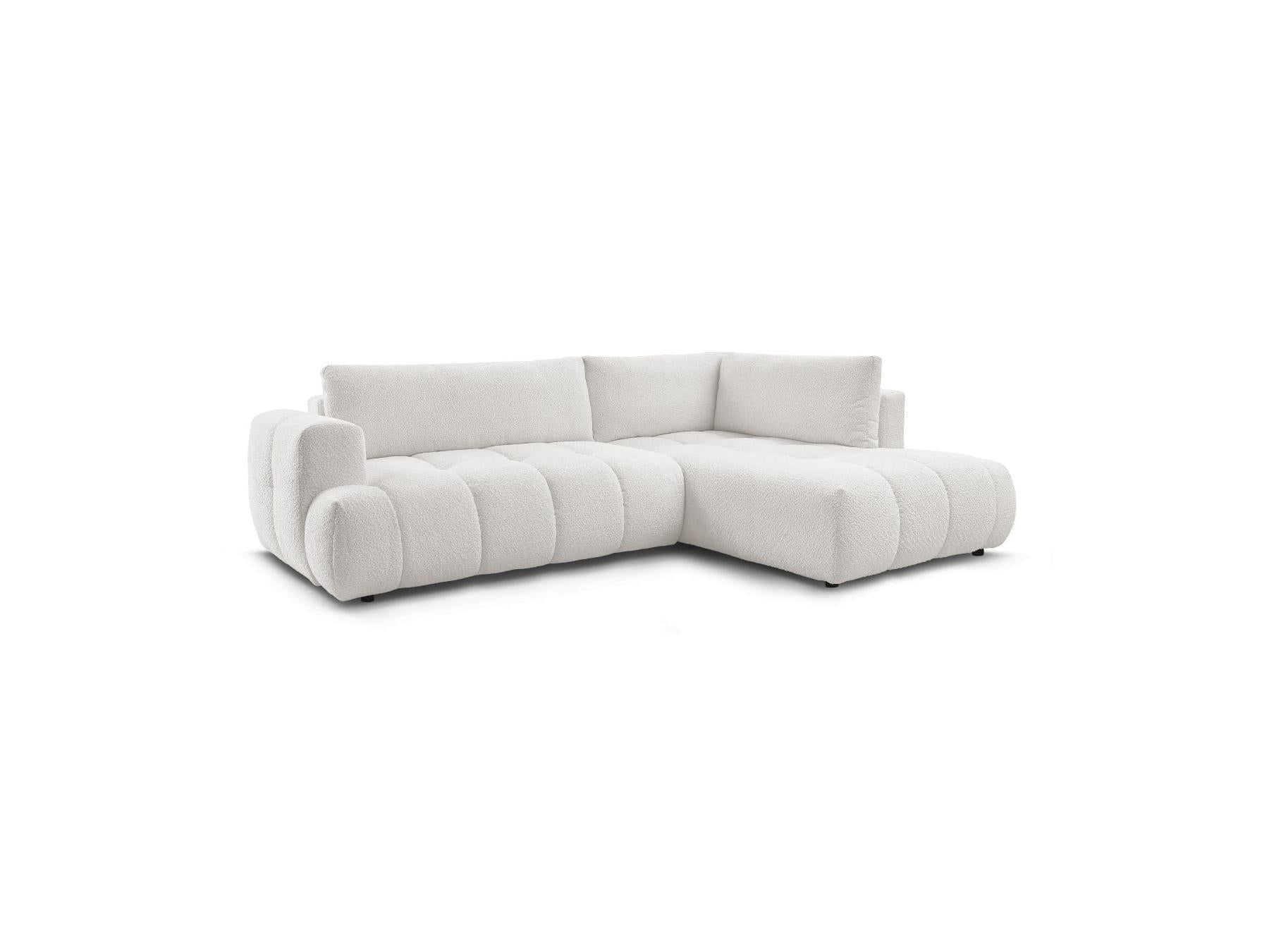 Fuji - Canapé D'Angle L Convertible - Tissu Bouclette - Angle Droit