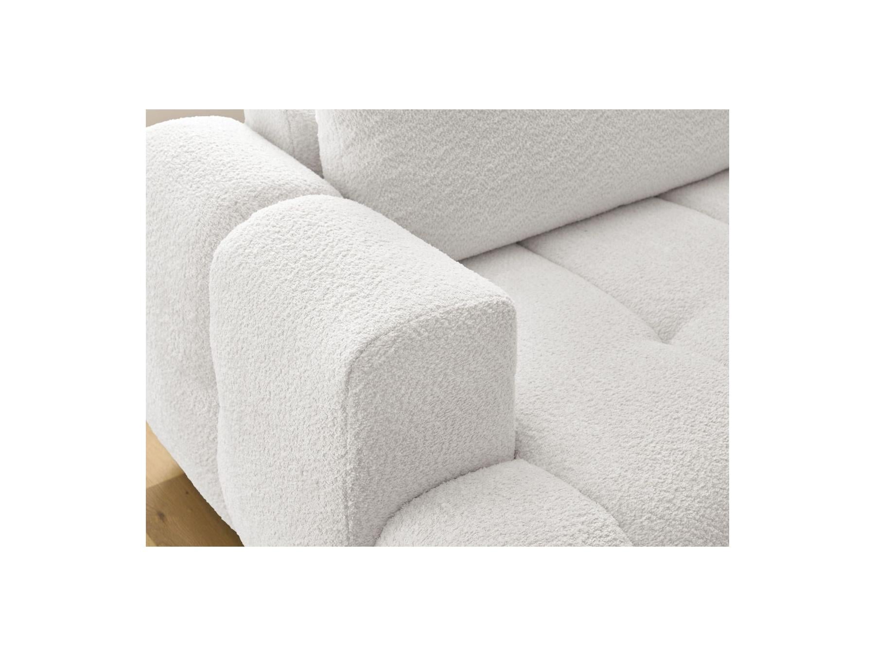 Fuji - Canapé D'Angle L Convertible - Tissu Bouclette - Angle Droit