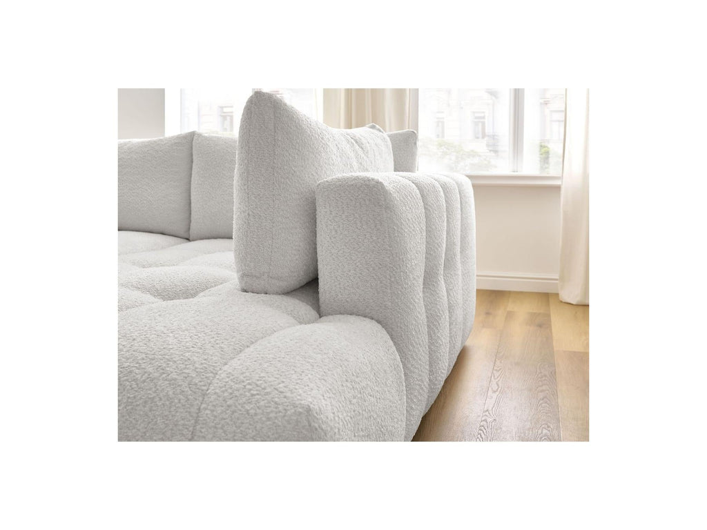 Fuji - Canapé D'Angle L Convertible - Tissu Bouclette - Angle Droit
