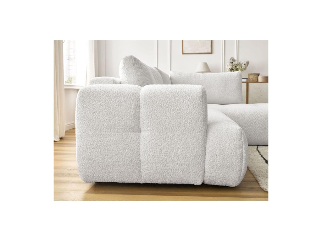 Fuji - Canapé D'Angle L Convertible - Tissu Bouclette - Angle Droit