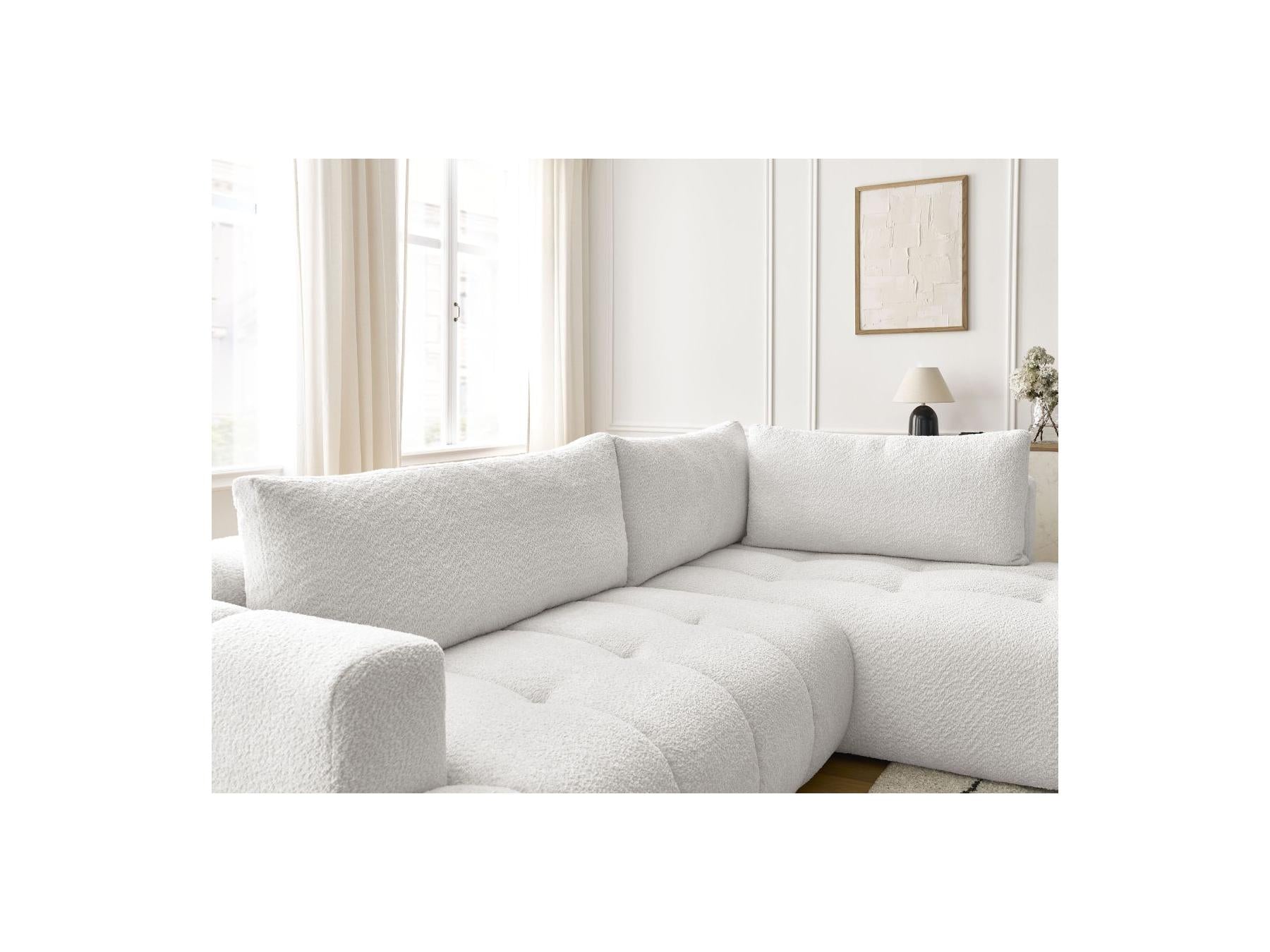 Fuji - Canapé D'Angle L Convertible - Tissu Bouclette - Angle Droit