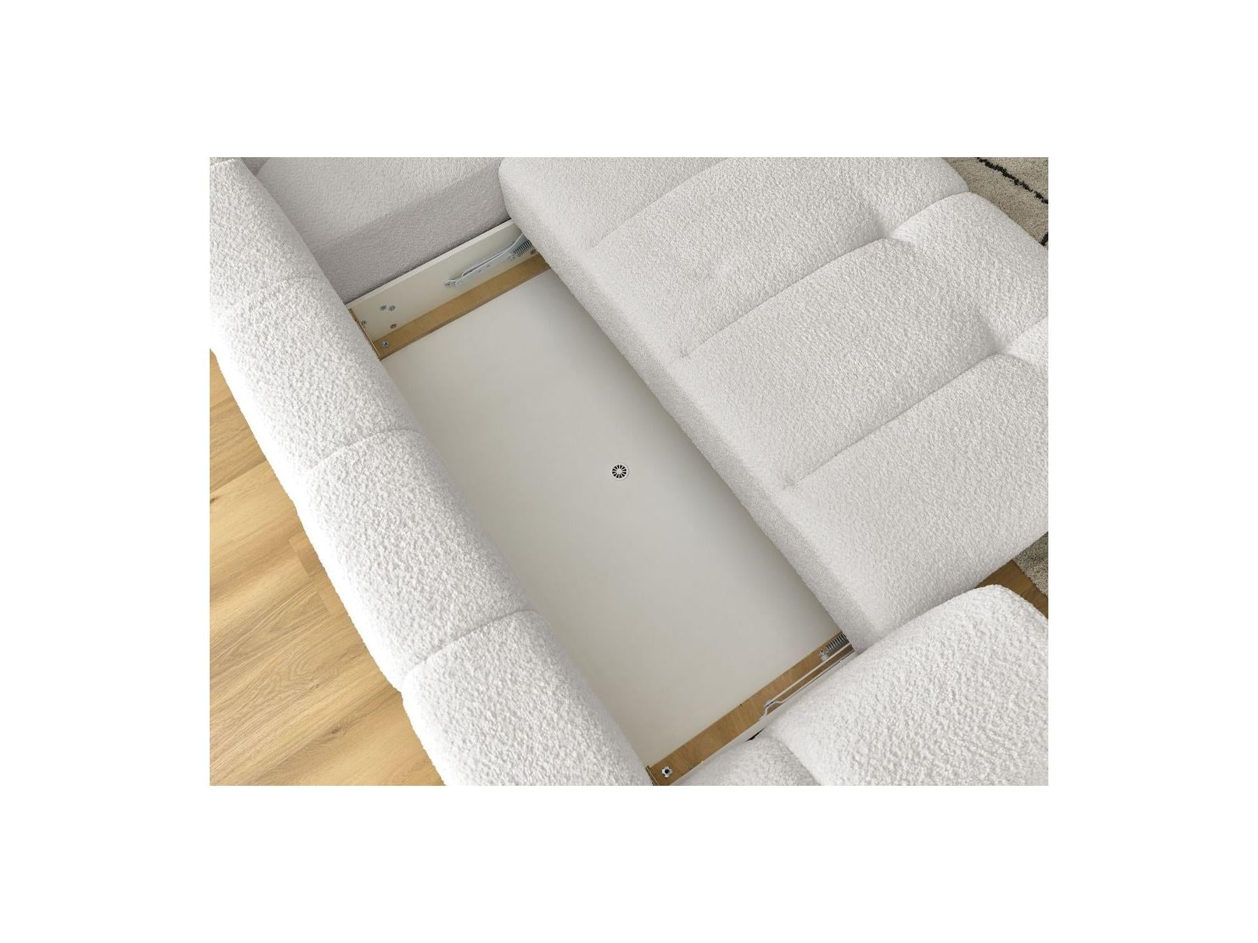 Fuji - Canapé D'Angle L Convertible - Tissu Bouclette - Angle Droit