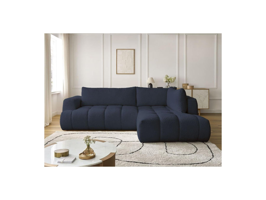 Fuji - Canapé D'Angle L Convertible - Tissu Bouclette - Angle Droit