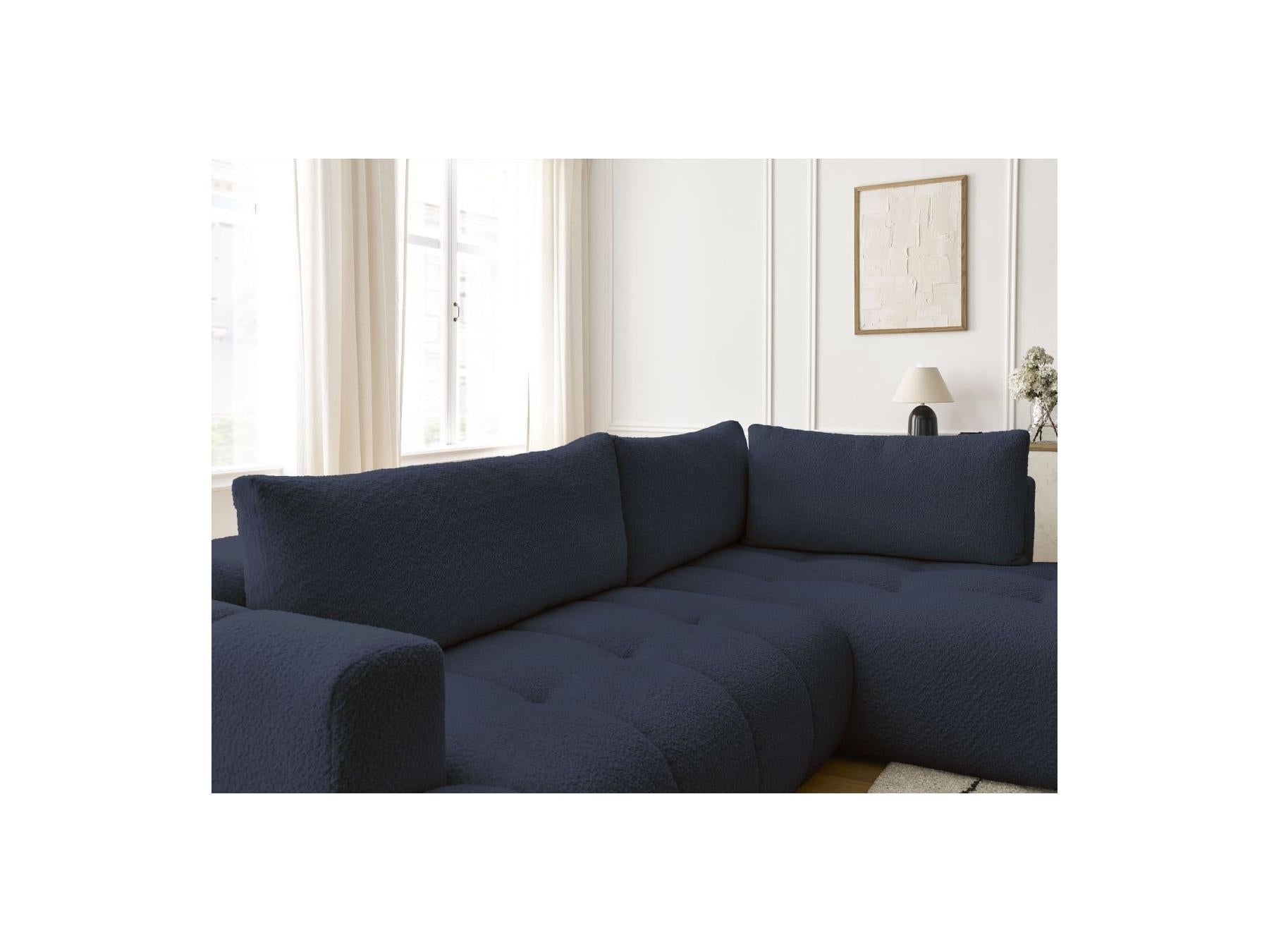 Fuji - Canapé D'Angle L Convertible - Tissu Bouclette - Angle Droit