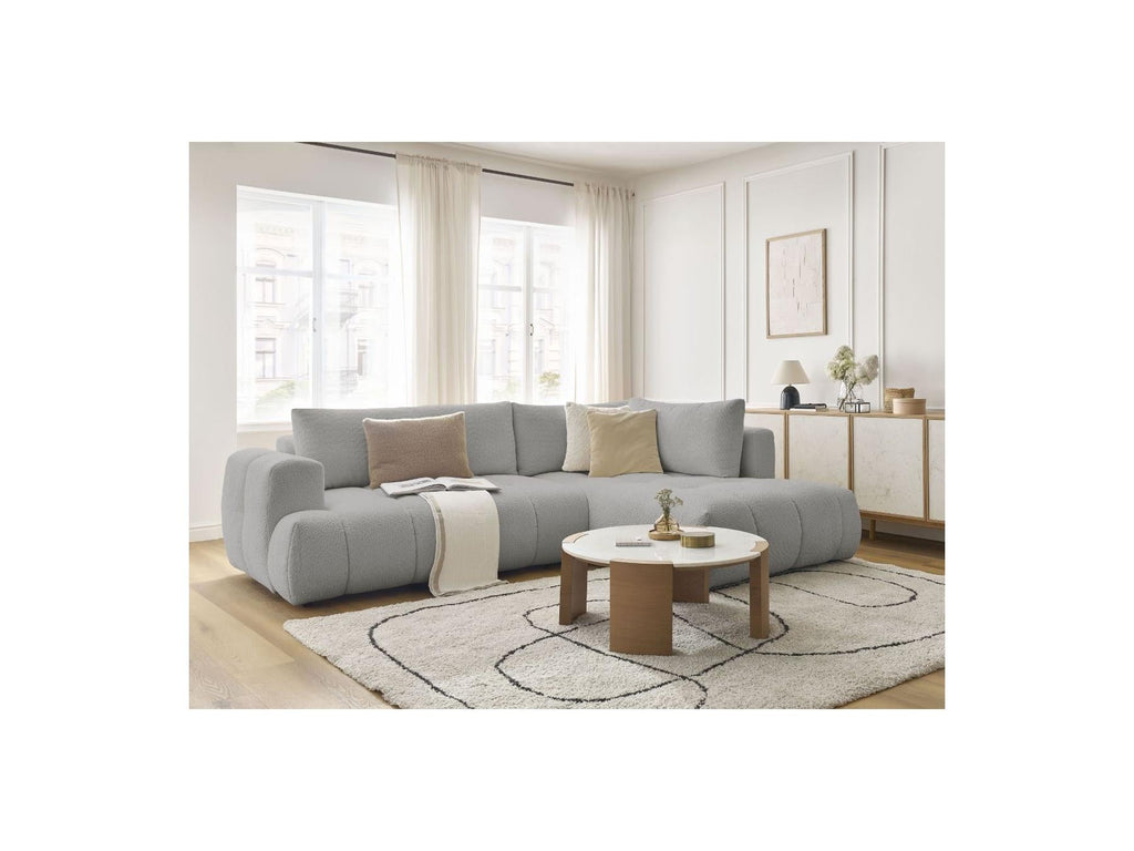 Fuji - Canapé D'Angle L Convertible - Tissu Bouclette - Angle Droit