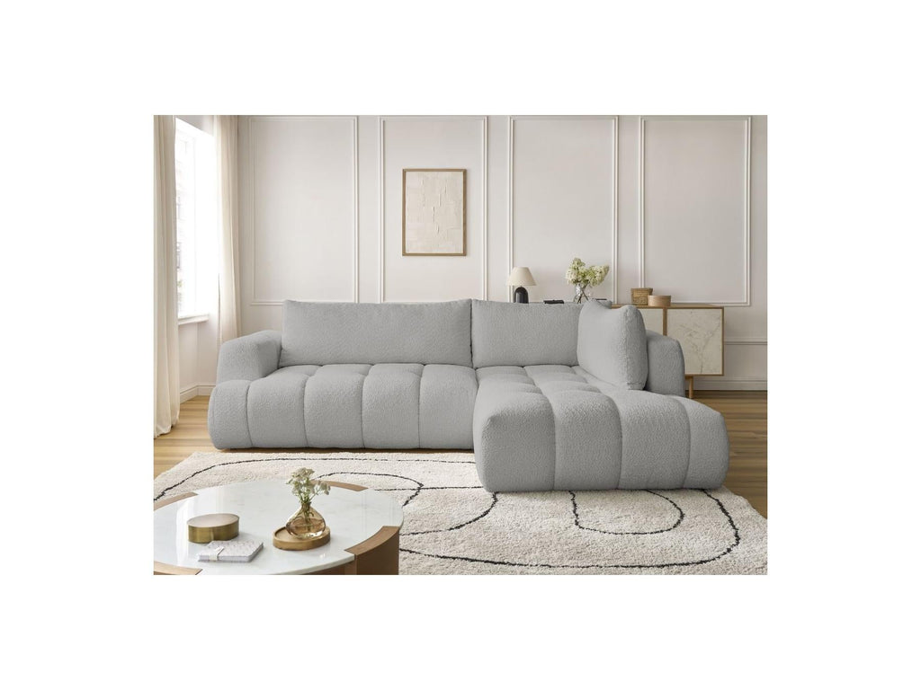 Fuji - Canapé D'Angle L Convertible - Tissu Bouclette - Angle Droit