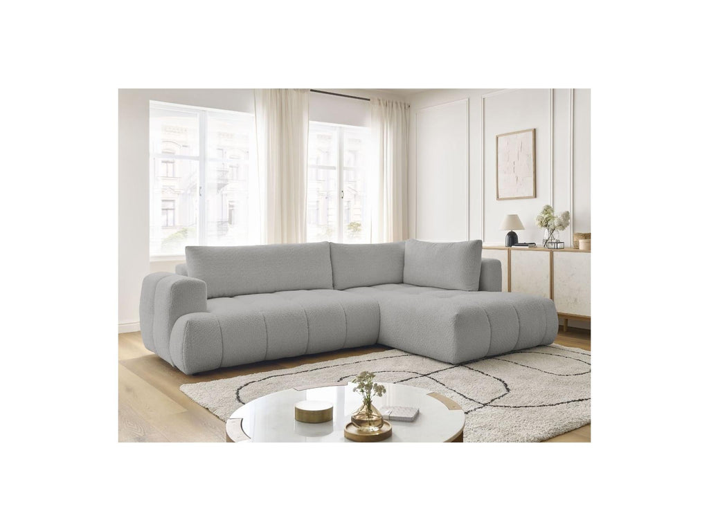 Fuji - Canapé D'Angle L Convertible - Tissu Bouclette - Angle Droit
