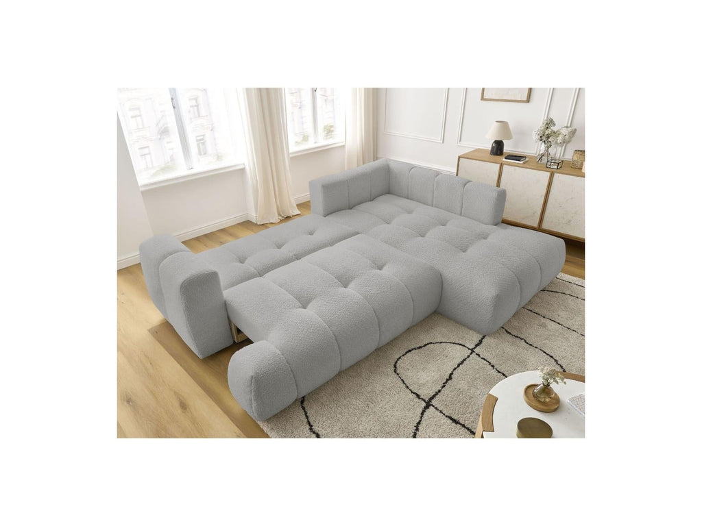 Fuji - Canapé D'Angle L Convertible - Tissu Bouclette - Angle Droit