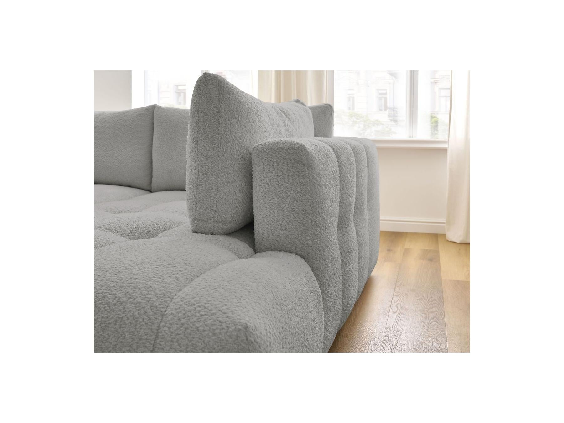 Fuji - Canapé D'Angle L Convertible - Tissu Bouclette - Angle Droit