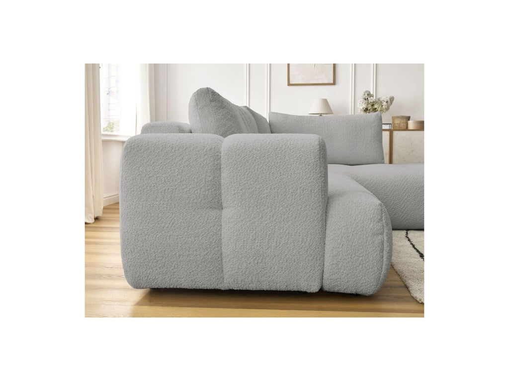 Fuji - Canapé D'Angle L Convertible - Tissu Bouclette - Angle Droit