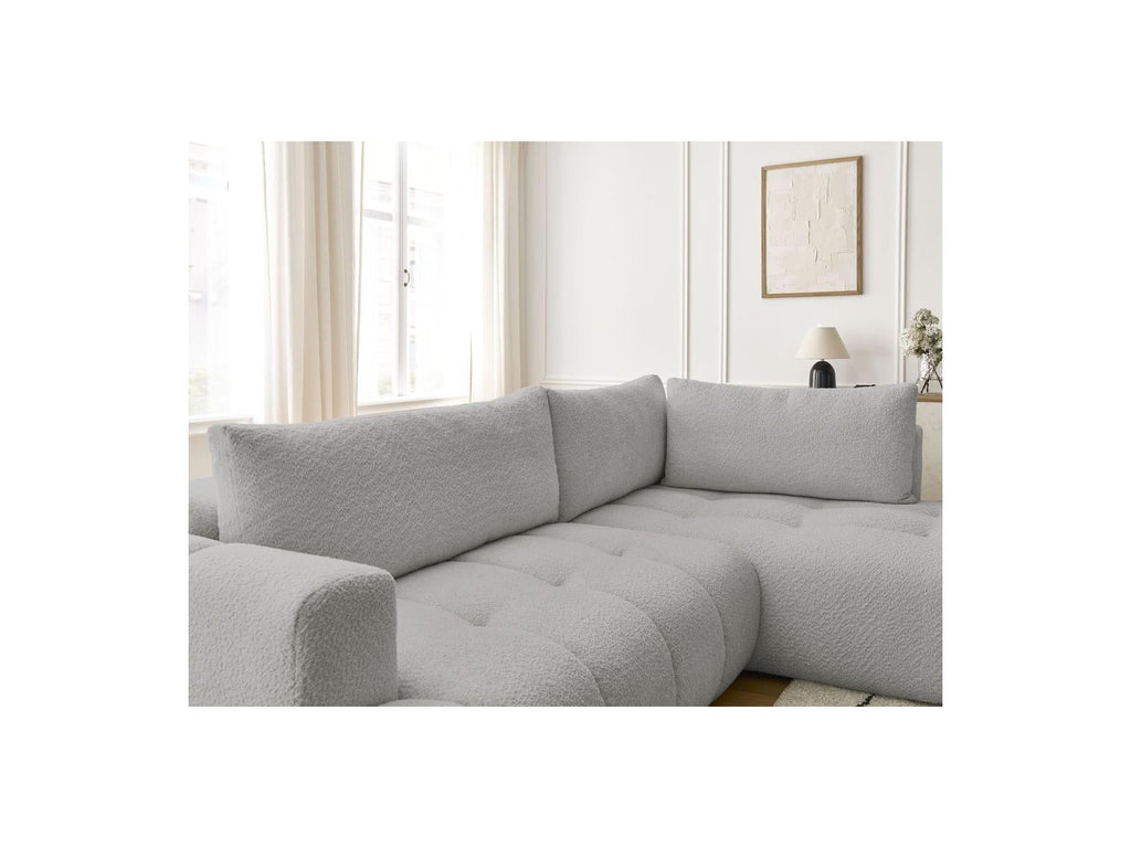 Fuji - Canapé D'Angle L Convertible - Tissu Bouclette - Angle Droit