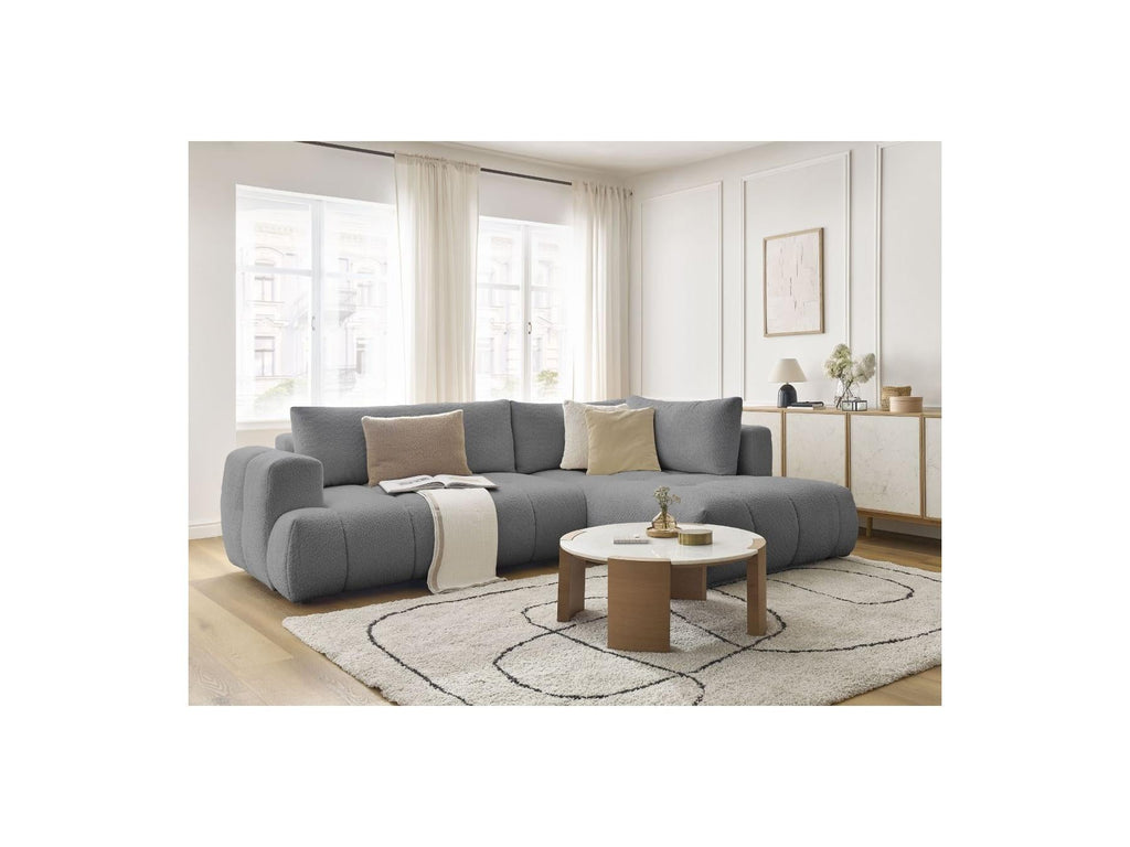 Fuji - Canapé D'Angle L Convertible - Tissu Bouclette - Angle Droit