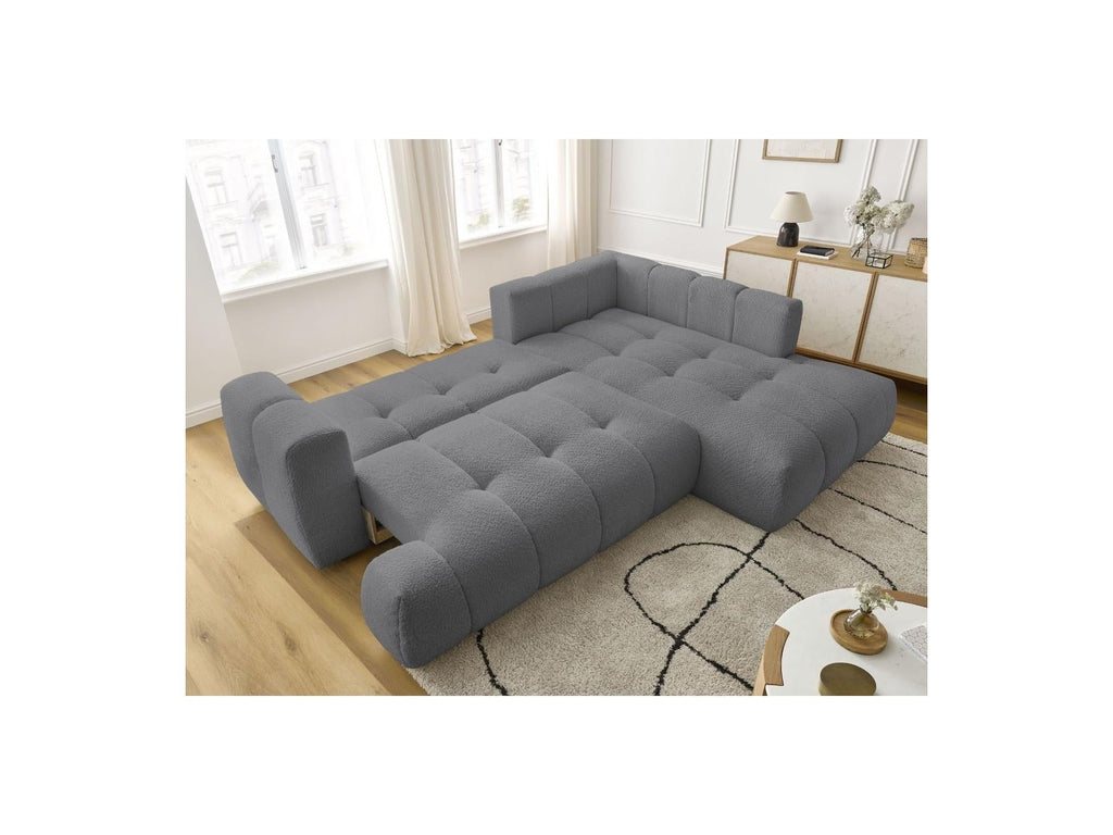 Fuji - Canapé D'Angle L Convertible - Tissu Bouclette - Angle Droit