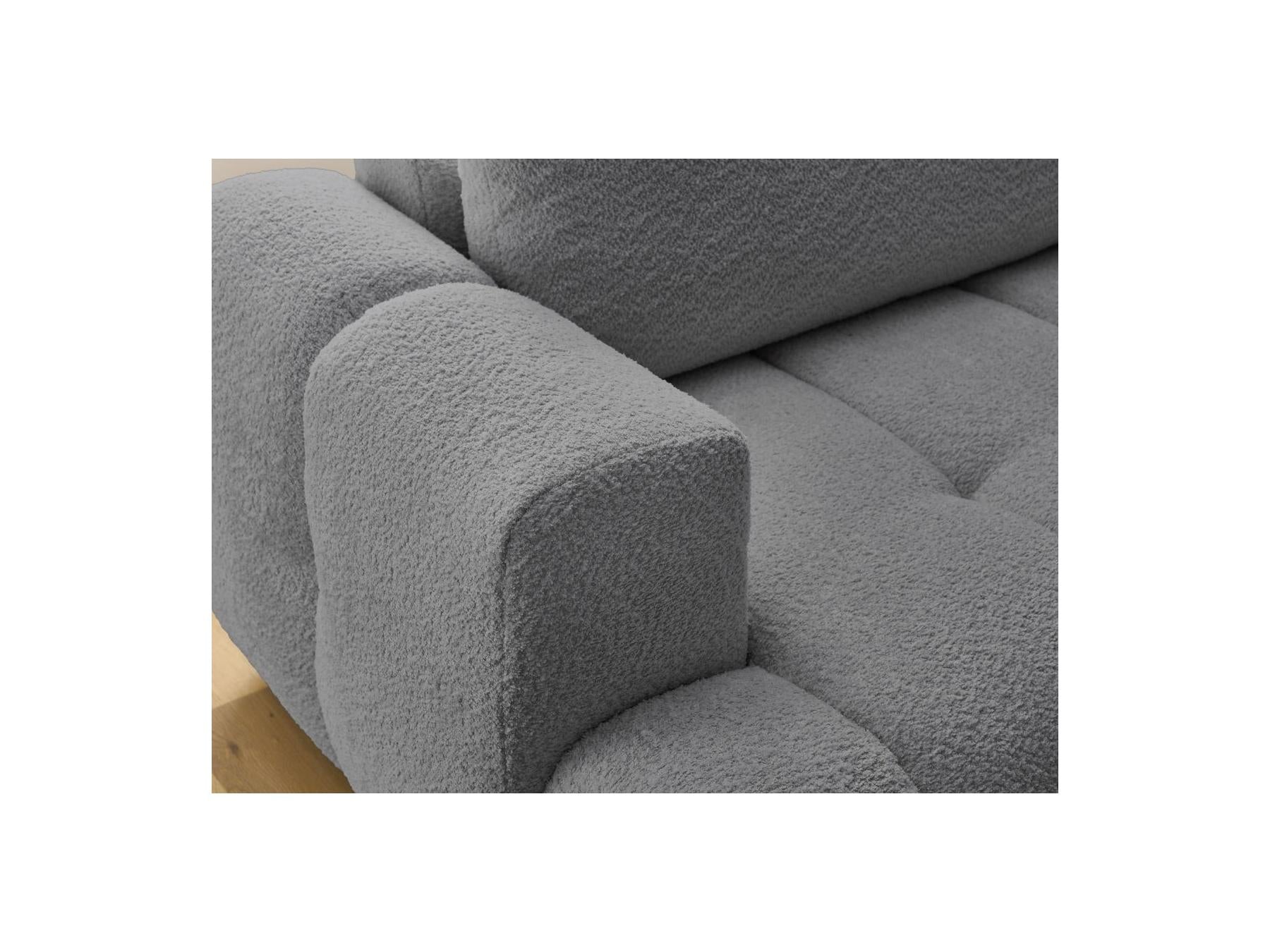 Fuji - Canapé D'Angle L Convertible - Tissu Bouclette - Angle Droit