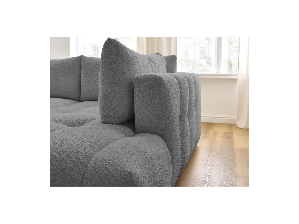 Fuji - Canapé D'Angle L Convertible - Tissu Bouclette - Angle Droit